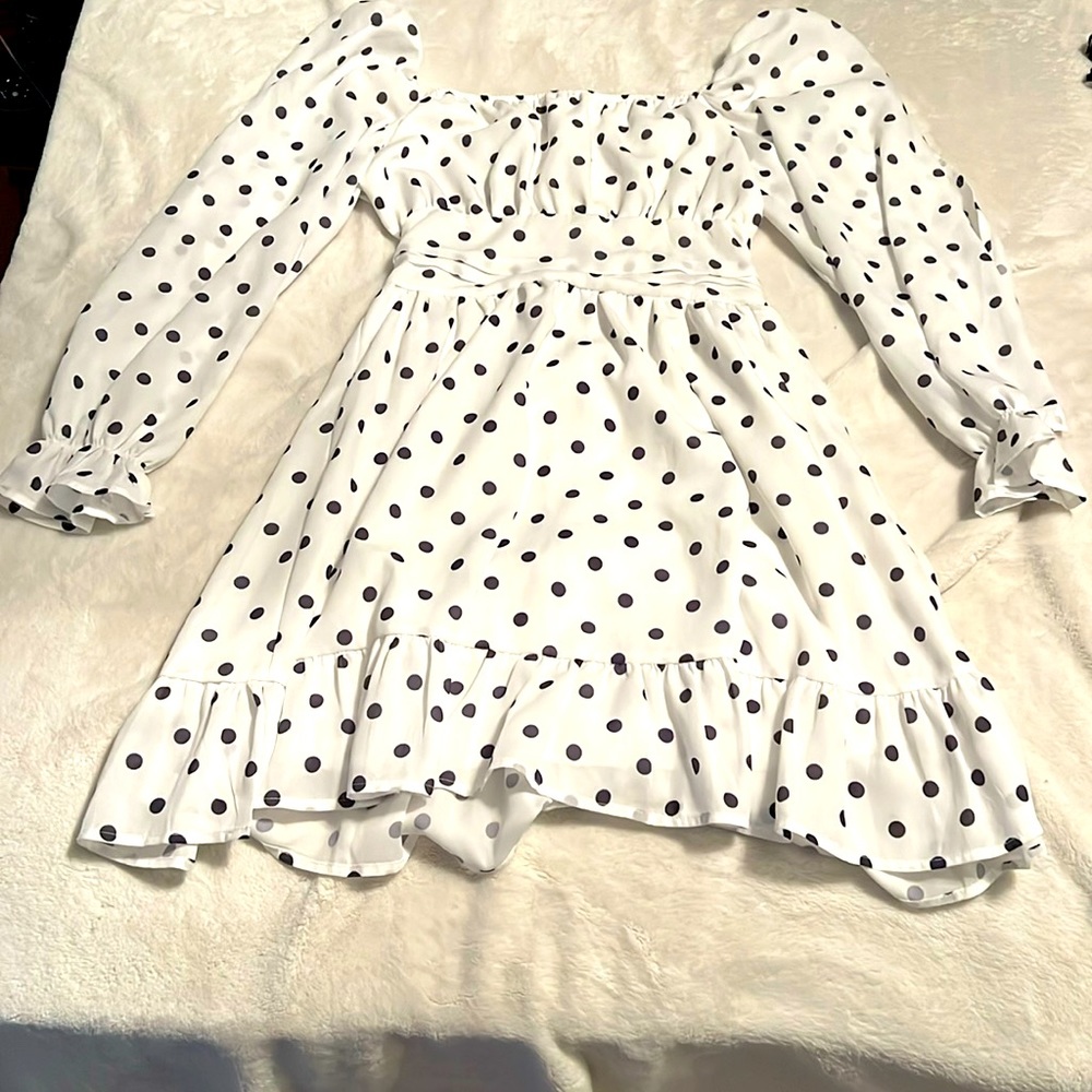 White Dress with Black Polka Dots
